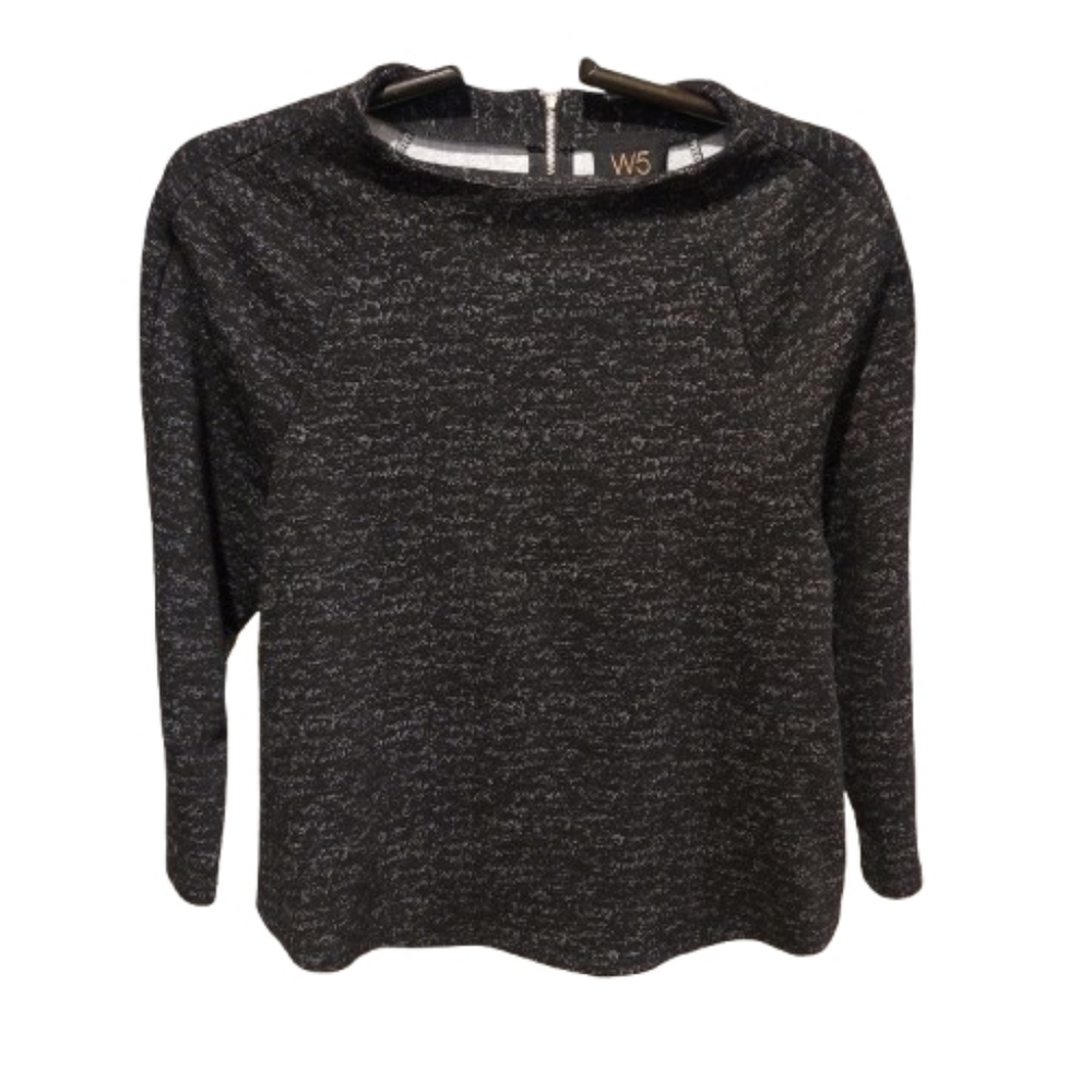 W5 Zipper Back Sweatshirt CropTop Zipper Back Black Gray Medium - Picture 2 of 12
